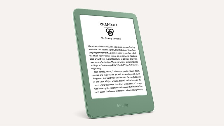 Amazon Kindle e-reader device in matcha color